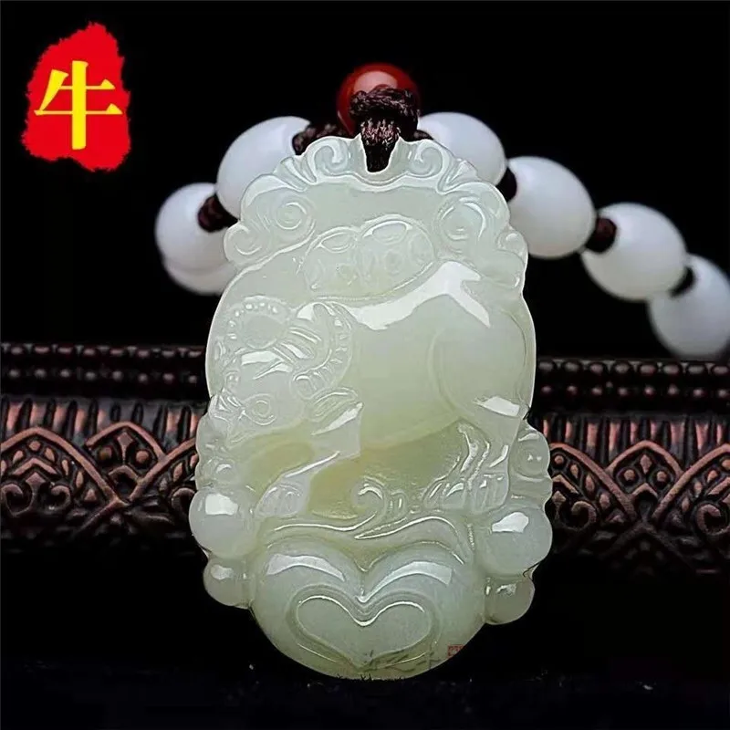 12 дюймов Двенадцать китайских зодиаков натуральный жадеит класса А Бирма нефрит