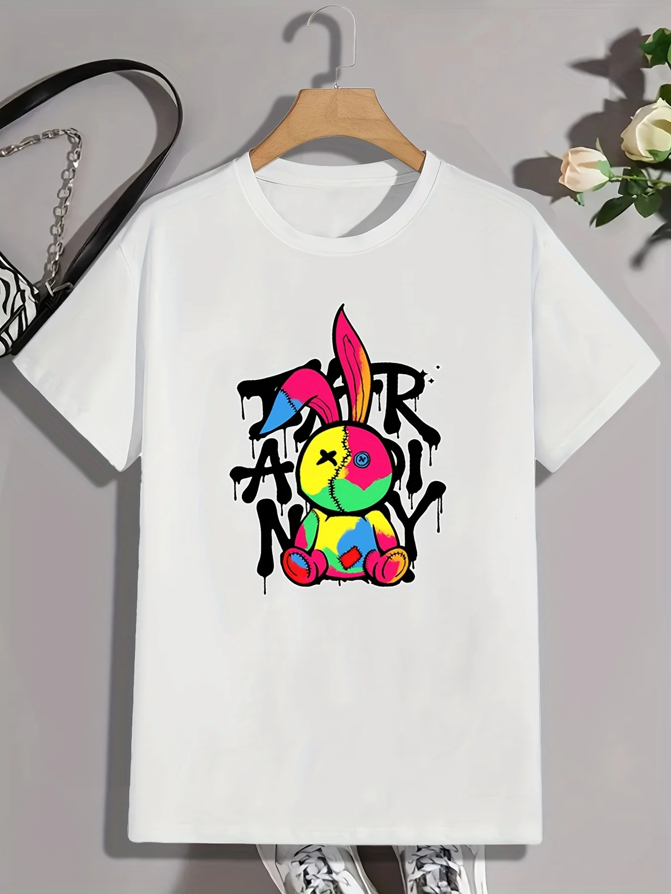 Красочные Мужские Футболки С Рисунком Кролика Повседневные Хлопковые Пуловеры