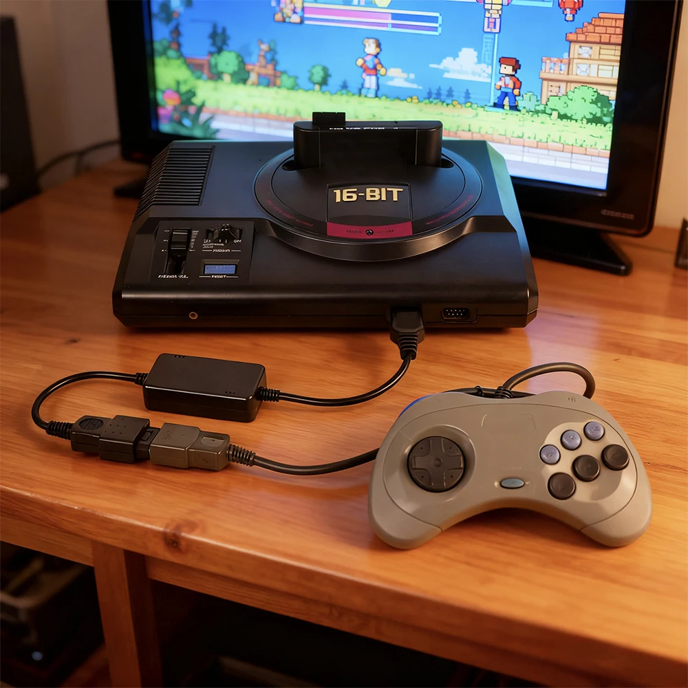 Фото Конвертер контроллера SS в MD для игровой консоли SEGA Mega Drive/Genesis с поддержкой Rapid Fire Mode 3-кнопочный/6-кнопочный переключатель №4