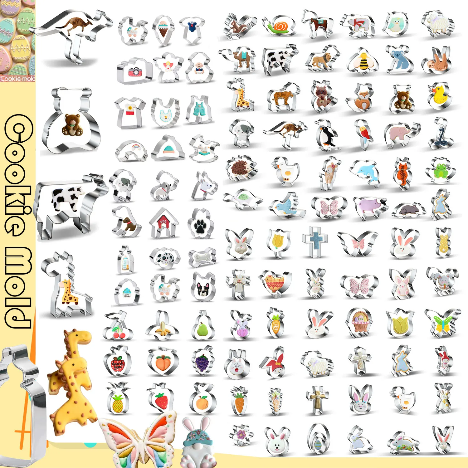 

Stainless Steel Biscuits Mold Set Press Mould Frosting 3D Stereo Cookie Cutting Die Styling DIY Baking Decorating Cake Tools