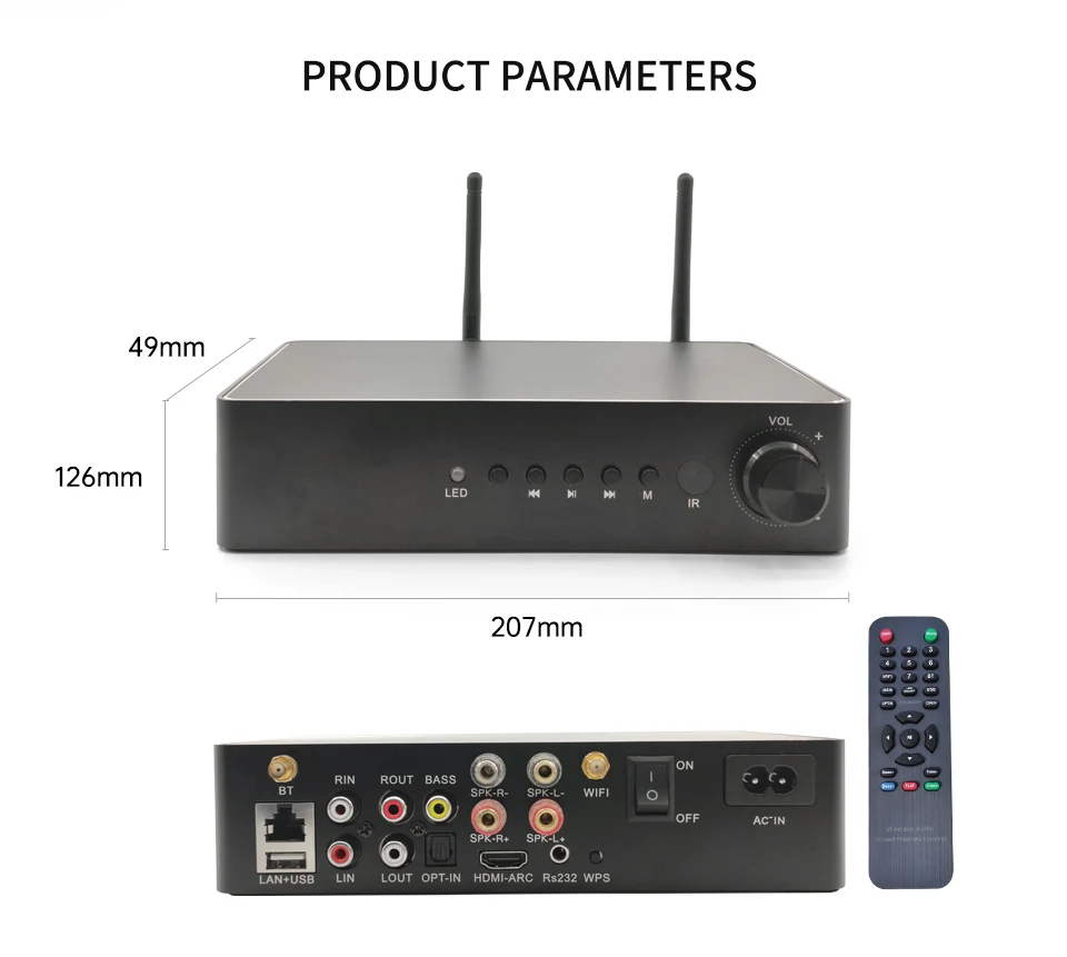 WA60 60 Вт * 2 ESS9023 Wi-Fi и Bluetooth HiFi стерео цифровой многокомнатный усилитель класса D Tidal