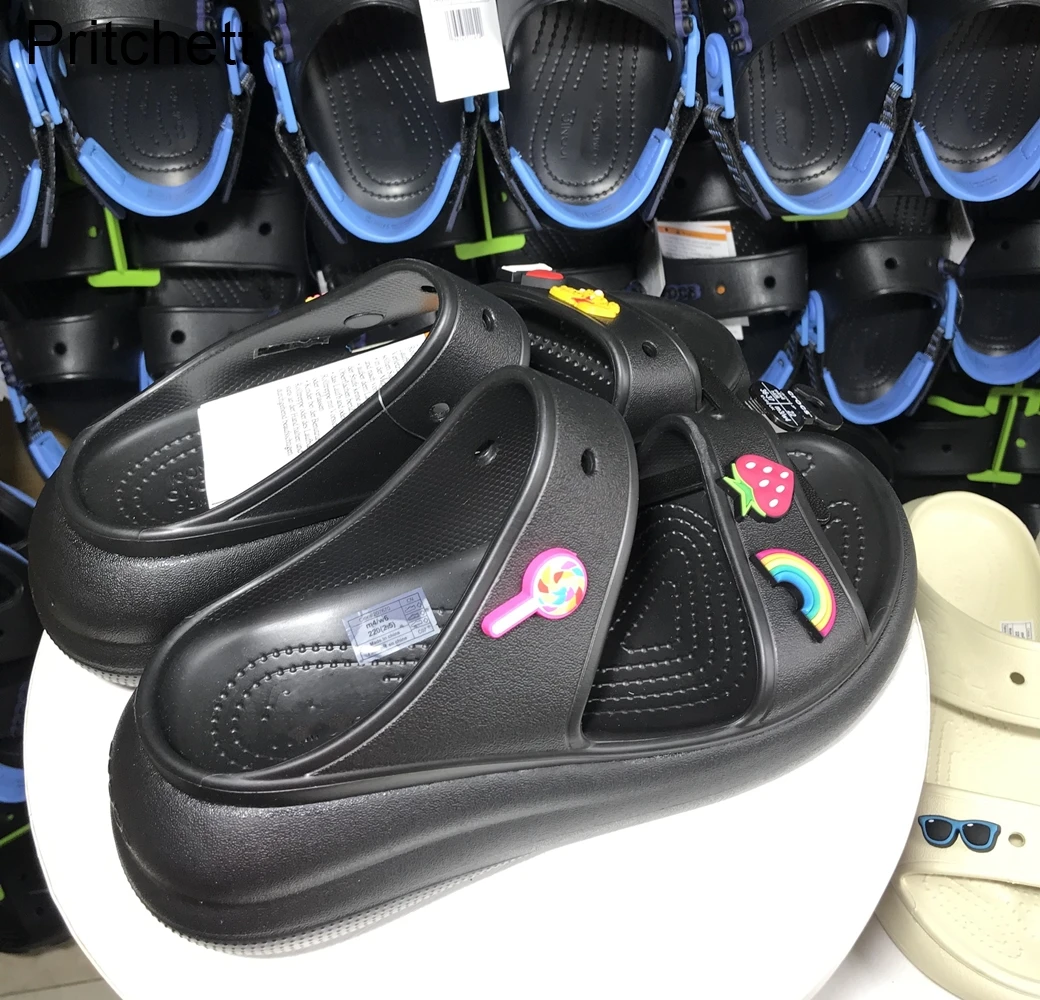 White Puff Waterproof Sandals 2023 Summer New Wedge Outdoor Casual Slippers Ladies Quick-drying Non-slip Beach Shoes