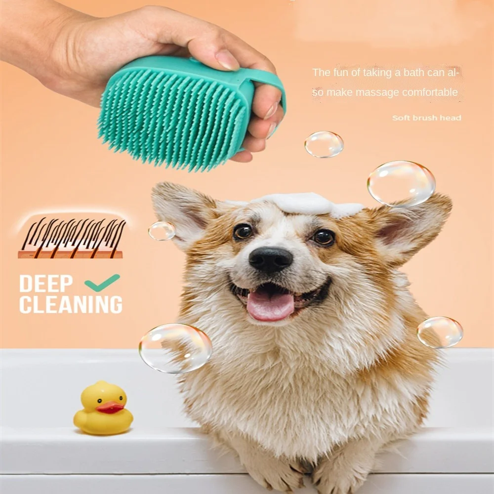 

Pet Dog Cat Brush Grooming Massage Brush With Soap And Shampoo Soft Silicone Glove Dogs Cats Paw Cleaning Bath Tools New