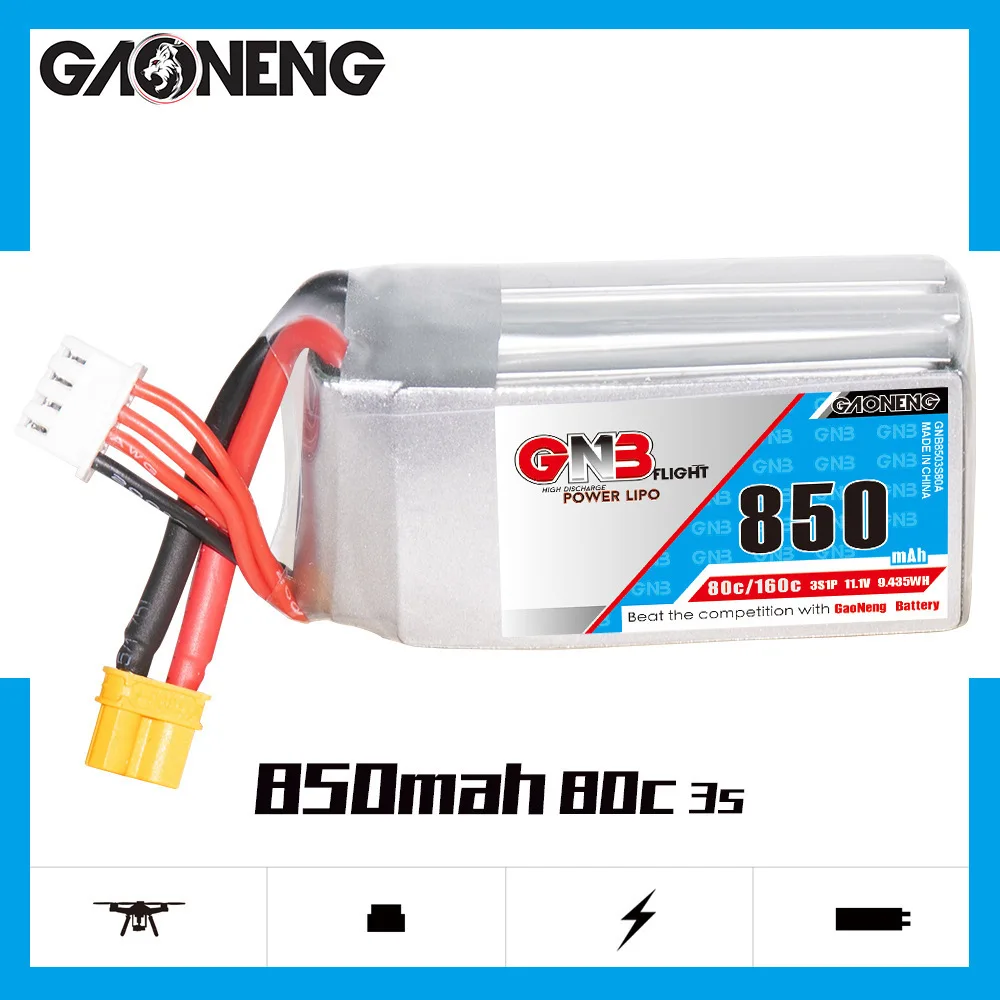 Аккумулятор GNB 2S 3S 4S 6S 850 мАч 80C LiPo для вертолета