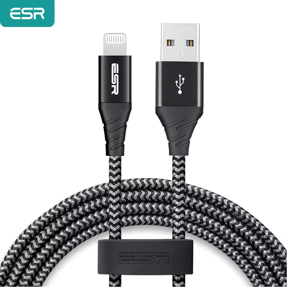 

ESR MFi USB Cable for iPhone iPad iPod 2.4A Fast Data Transfer 3.3ft/1M/2M MFi USB-C to Lightning PD Charging Cable for iPhone