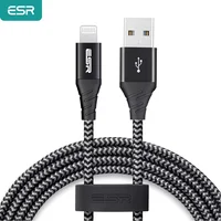 ESR MFi USB Cable for iPhone iPad iPod 2.4A Fast Data Transfer 3.3ft/1M/2M MFi USB-C to Lightning PD Charging Cable for iPhone