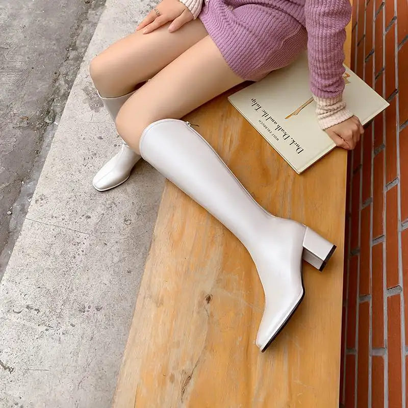 Krazing Pot/Новые эластичные длинные сапоги из микрофибры с круглым носком на среднем