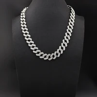 20mm mens pave rhinestones miami curb cuban chain hip hop ice jewelry shiny diamond necklace fashion jewelry gifts