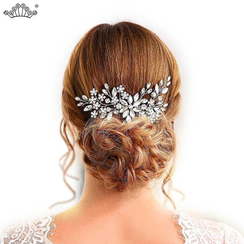 

Wedding Hair Combs Bridal Hair Accessories For Women Headpiece Silver Color Pearl Rhinestone Hair Ornaments Accessories Jewelry