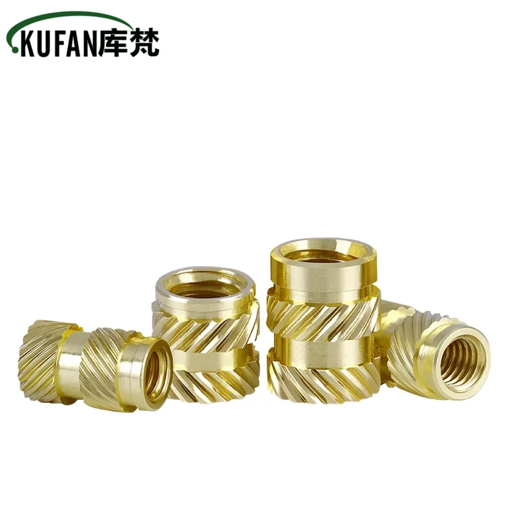 

100Pcs Brass Hot Melt Inset Nuts Heating Molding Thread Inserts Nut SL-type Double Twill Knurled Injection Brass Nut M2M3