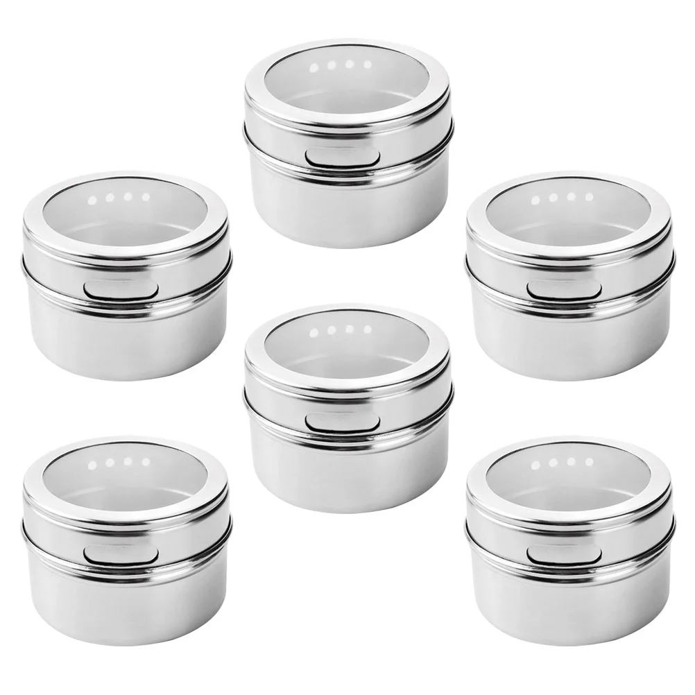 

Seasoning Storage Salt Shaker Jar Seasonings Canister Steel Stainless Box Container Flour Metal Jars Mounted Wall Magneticholder