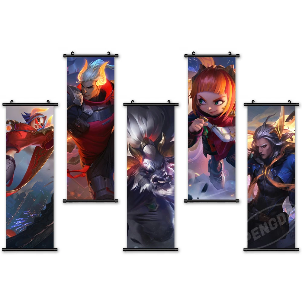 

Wall Art Pictures Mural League of Legends Poster Plastic Scroll Character Hanging Painting Modern Canvas Print Home Decoration