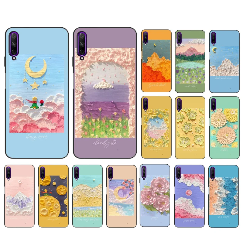 

Peony Flower Prince Cloud Sea Painting Phone Case For Huawei P50 Pro P30 P40 Lite P40Pro P20 lite P10 Plus Mate 20 Pro Mate20 X