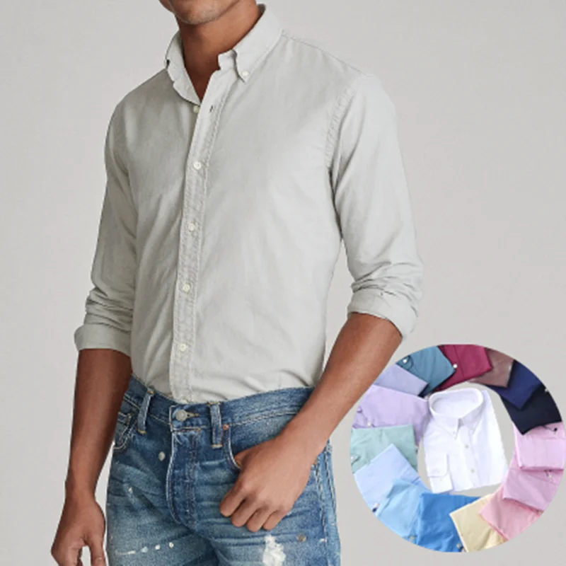 

Spring Autumn Homme Hight Quality Men's Small Horse Cotton Men Long Sleeve Shirts Fashion Casual Classic Ralph Pony Top Clothes