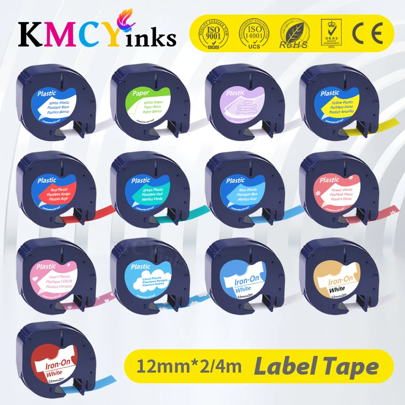 

KMCYinks 12mm 91201 Compatible For Dymo LetraTag label Tapes 12267 91200 91202 91203 91204 91205 91331 59422 for Dymo LT-100H