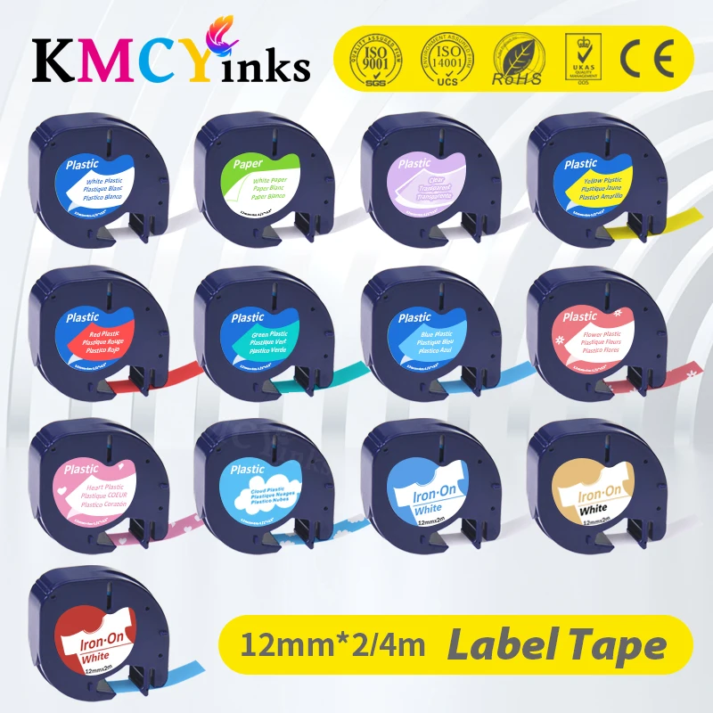 KMCYinks 12 мм 91201 совместимы с Dymo LetraTag этикетки ленты 12267 91200 91202 91203 91204 91205 для LT-100H |