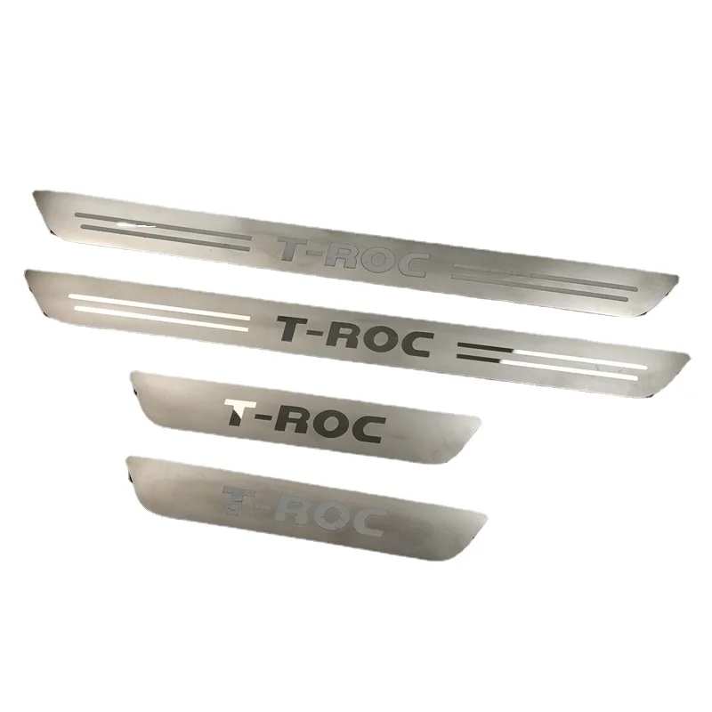 

For Vw Volkswagen T-roc Car Door Sill Protection Floor Threshold Scuff Plates Stainless Steel Car Decoration Accessories Chrome