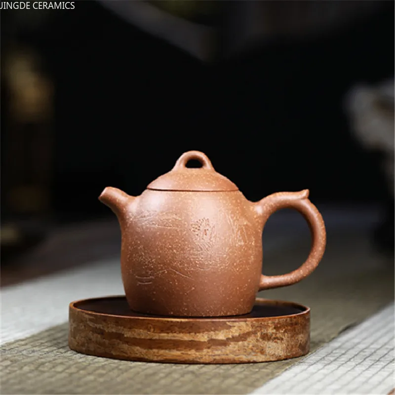 

Chinese Yixing Tea Pot Hand-carved Landscape Map Purple Clay Teapot Beauty Kettle Handmade Raw Ore Teaware Tea Ceremony 360ml