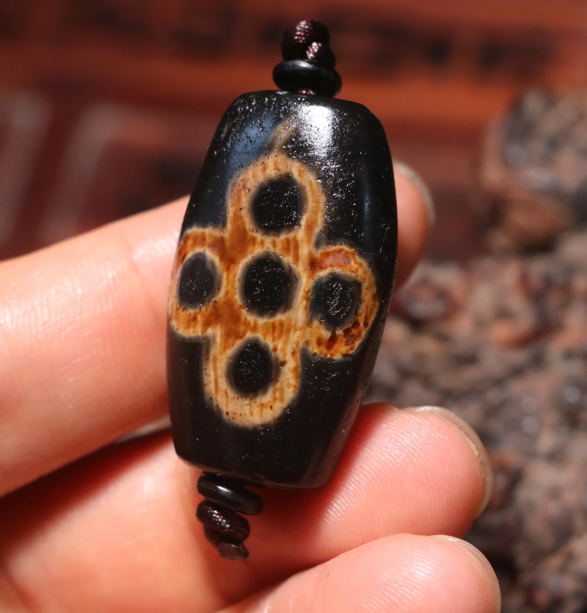 Энергетический Тибетский Старый Агат с 5 глазами осветляющая волна быстрая