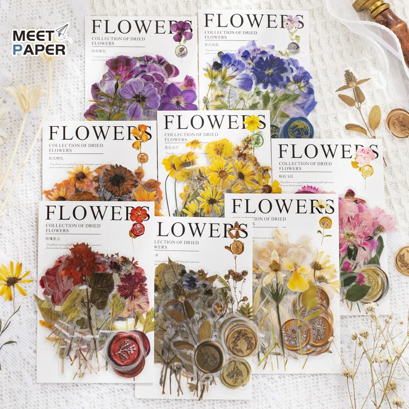 

40pcs Flower Vintage Stickers for Decoration Aesthetic PET Waterproof Scrapbooking Supplies Journal Planner School Stationery