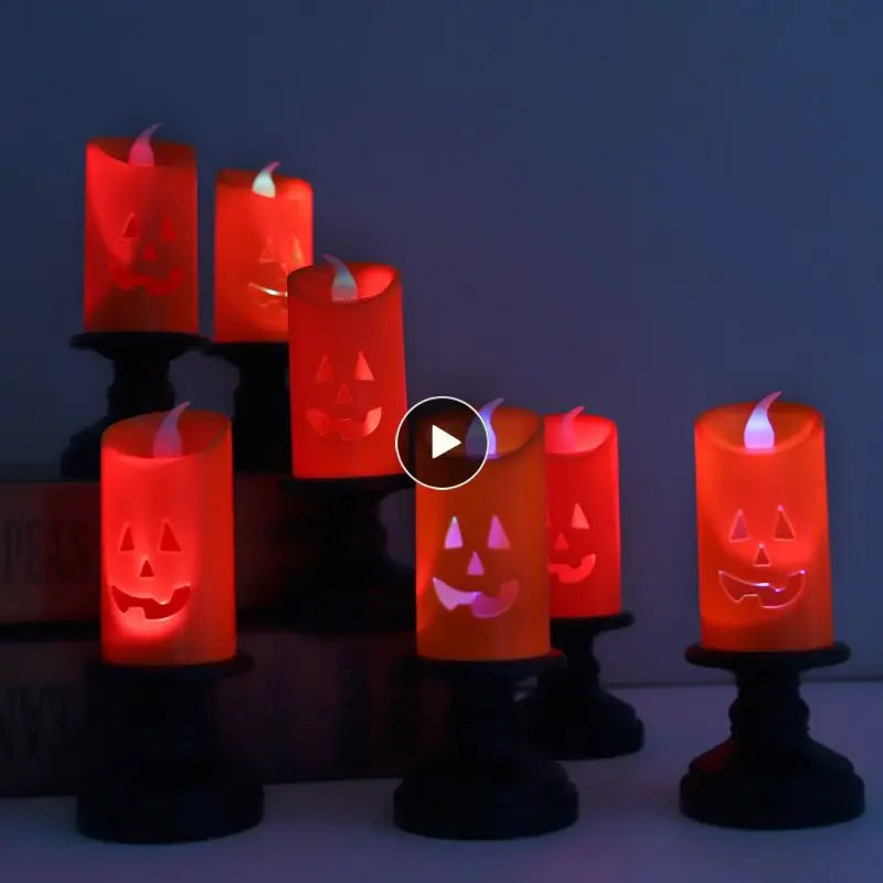 

2021 Хэллоуин Свеча светильник светодиодный красочное искусственное украшение Тыква подсвечник Настольный Счастливый Хэллоуин вечерние Домашнее использование Dropship