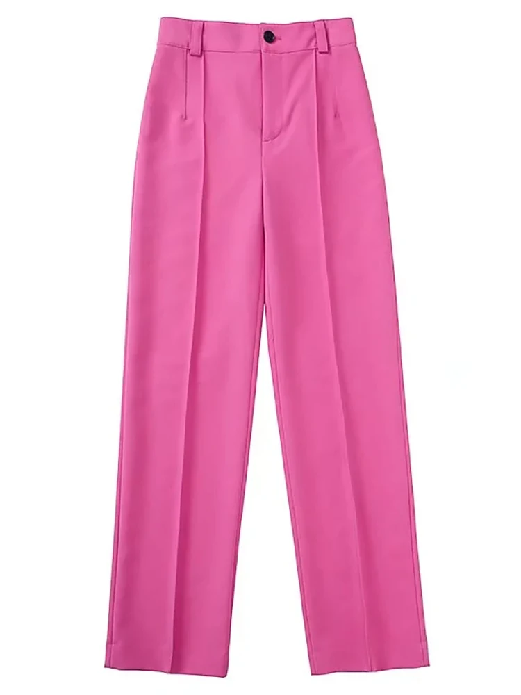 

Aachoae Women Solid Color Long Pants Fashion High Waist Zipper Fly Trousers Female Chic Pleated Pant With Pockets Mujer Pantalon
