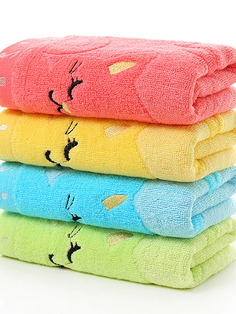 

1pcs Children Towels Comfortable Bamboo Fiber Super Soft Kids Cute Kittens Strong Water Absorbing High End Towel High Quality