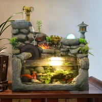 yj water fountain glass fish tank humidifier fish water landscape office decorations desktop decoration