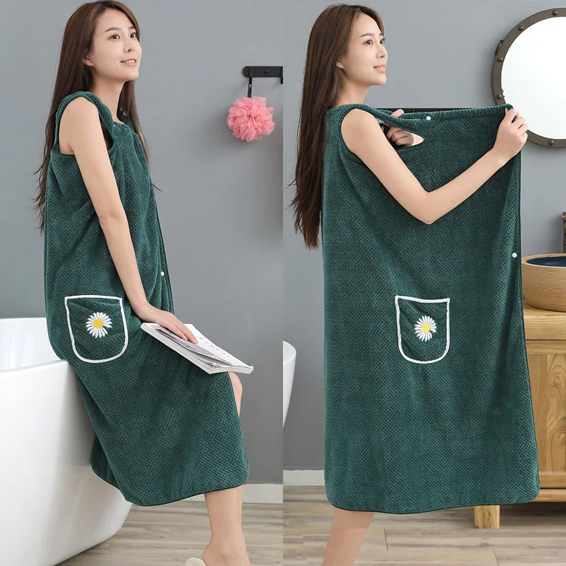 S Girls Wearable Fast Drying Bathing Beach Spa Bathrobes Wash Clothing, Shower Bath And Gym Towel Sleeping Robe