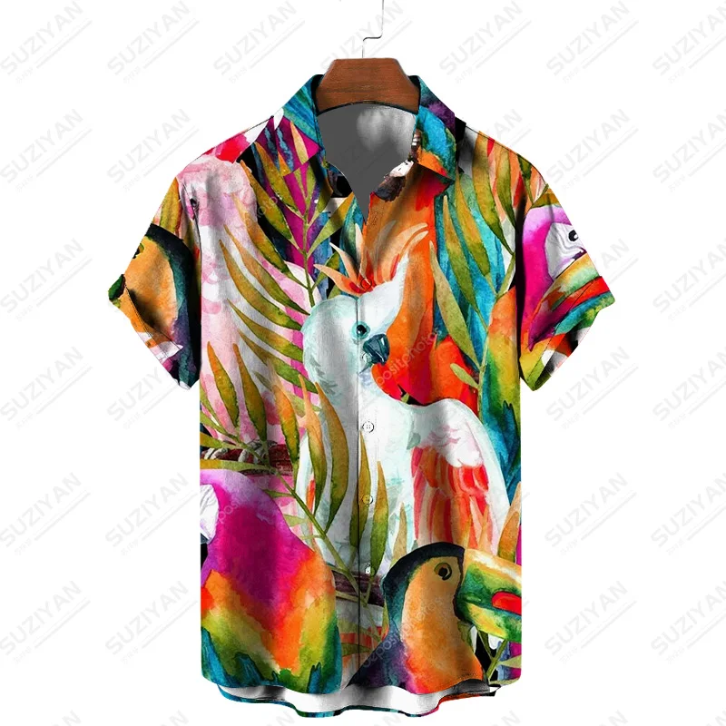 

Hawaiian Floral Non-Iron Wear Stand Shirts For Men Free Features Gothic Mens Shirts Cat Shirt Korean Version Resorts Color Kit