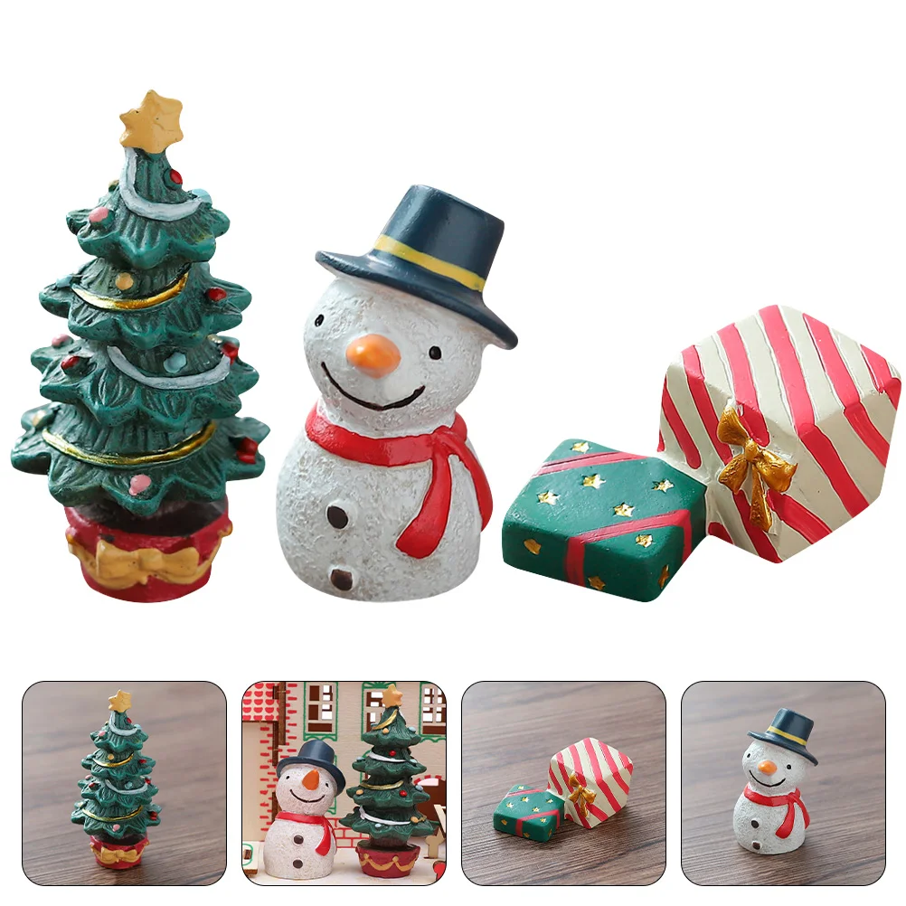 

Christmas Miniature Figurinestree Mini Ornaments Snowman Landscape Decorations Ornament Decor Micro Figures Miniatures Tiny
