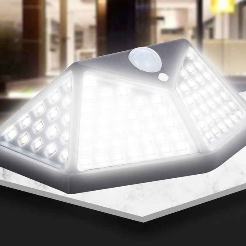 

IP65 Solar Outdoor Garden Light 5 M Range Human Body Induction Wall Light Four Sides 100 LED Home Lighting Street Light Black