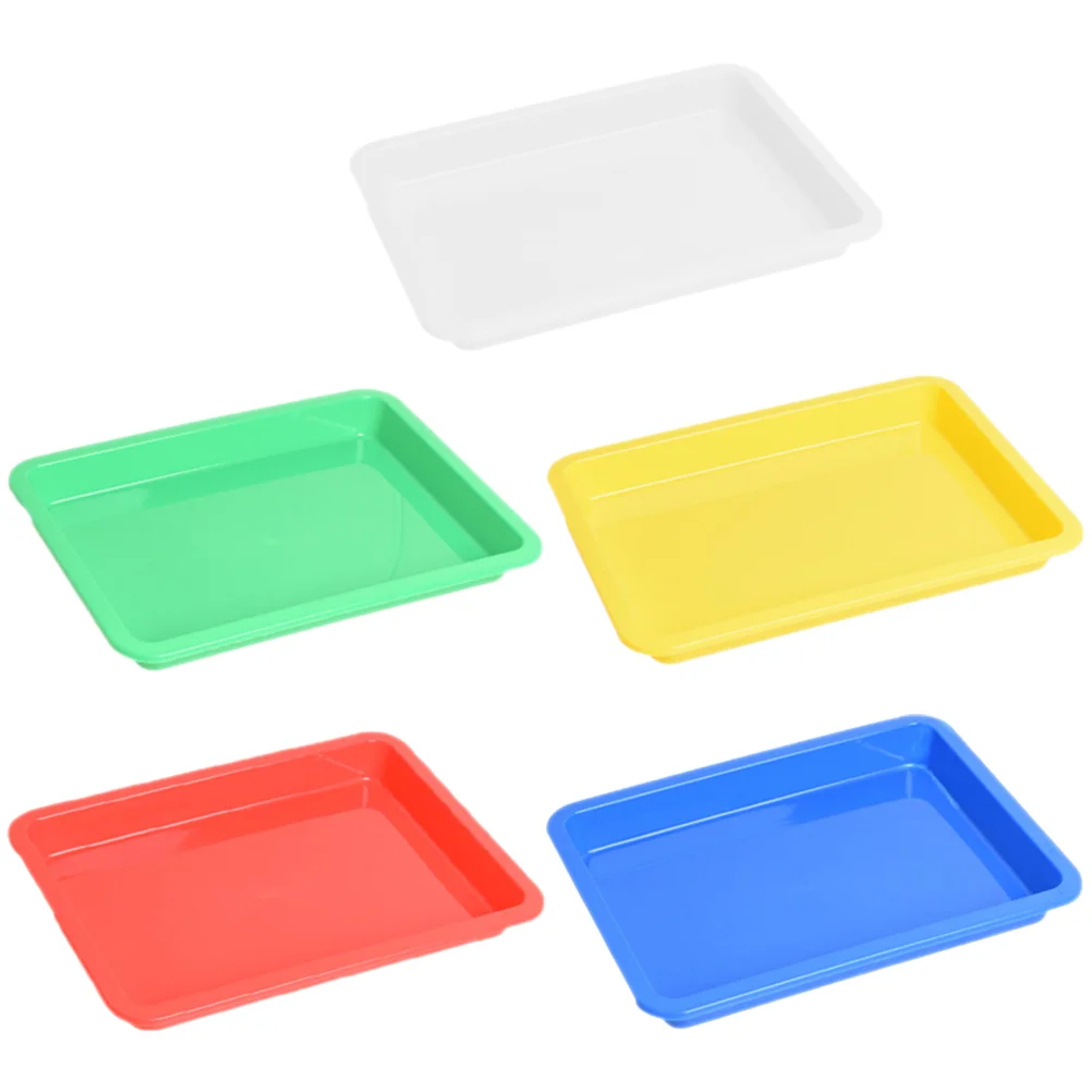 

5 Pcs Plastic Tray Crafts Painting Household Classroom Activity Organizer Serving Kids