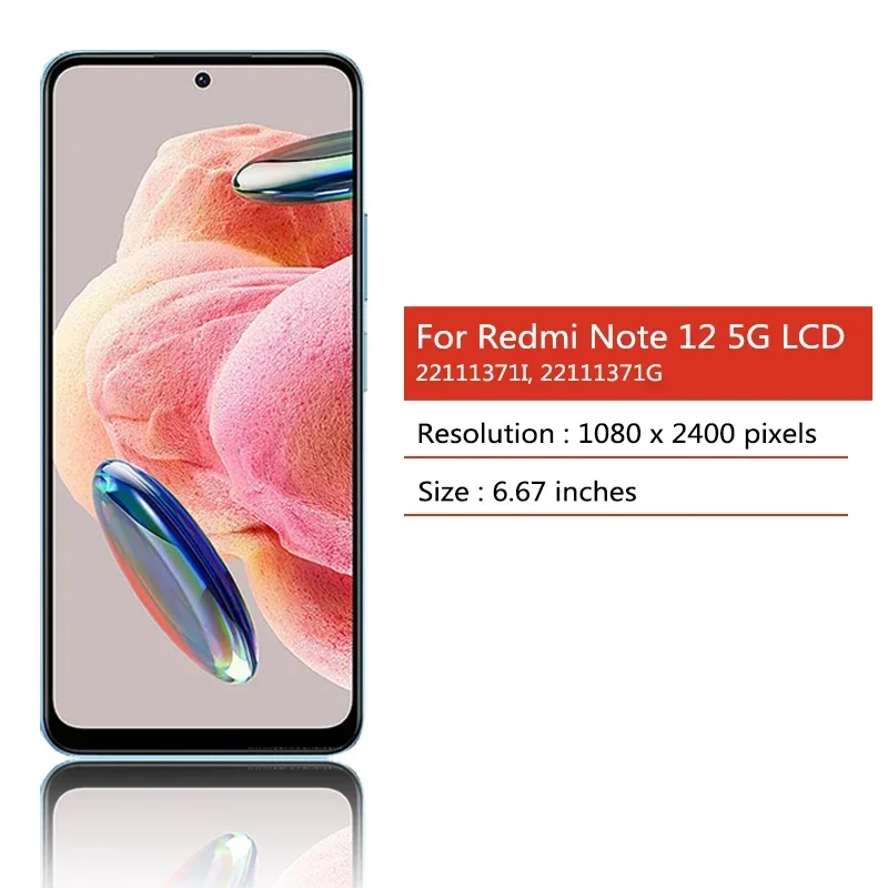 Фото GEFENSI AMOLED для Xiaomi Redmi Note 12 22111317I, 22111317G ЖК-дисплей цифровой сенсорный экран с рамкой для Redmi Note 12 5G Sc №2