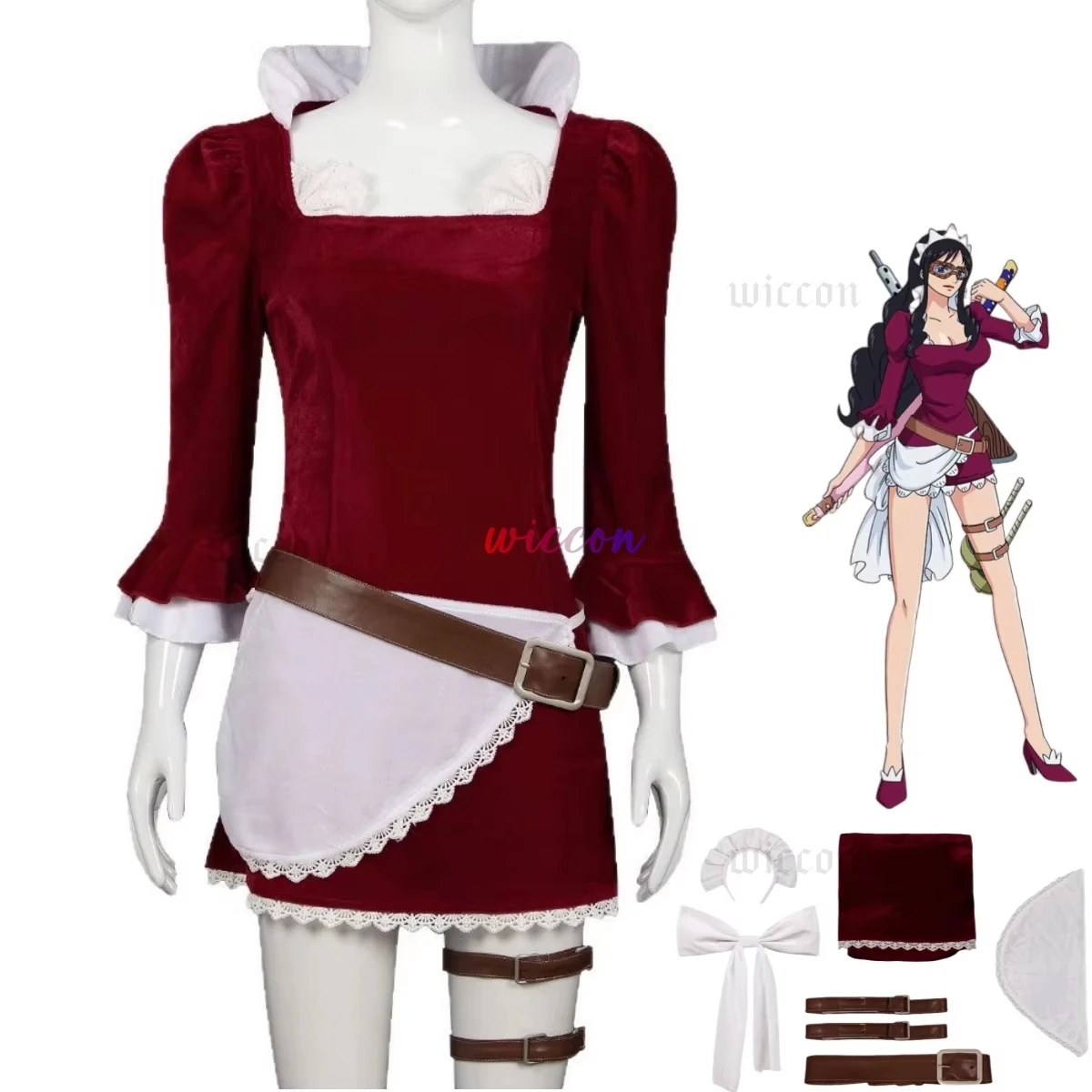 Аниме Baby-5 Maid Killer Косплей Костюм Buki No Mi Wine Red Dress Lolita Юбка Женщина Сексуальный