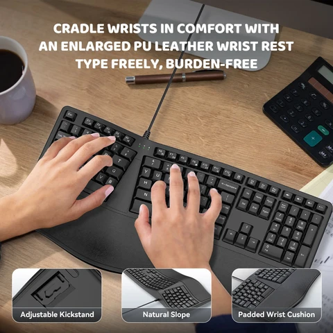 K9 USB черная проводная эргономичная разделенная клавиатура 110 клавиш