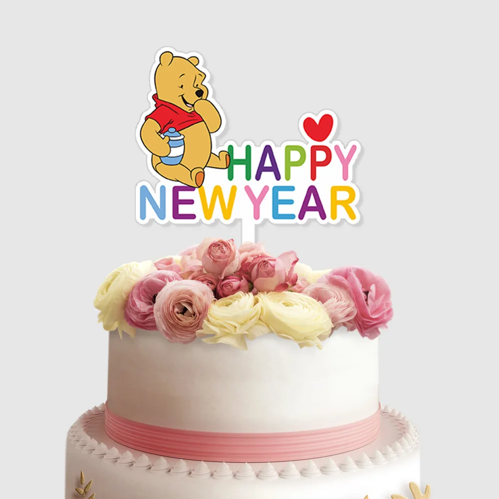 New Style Happy New Year Cake Plug-in Baking Birthday cake Decoration Card Ten Ins Are Cute Cake Ornament