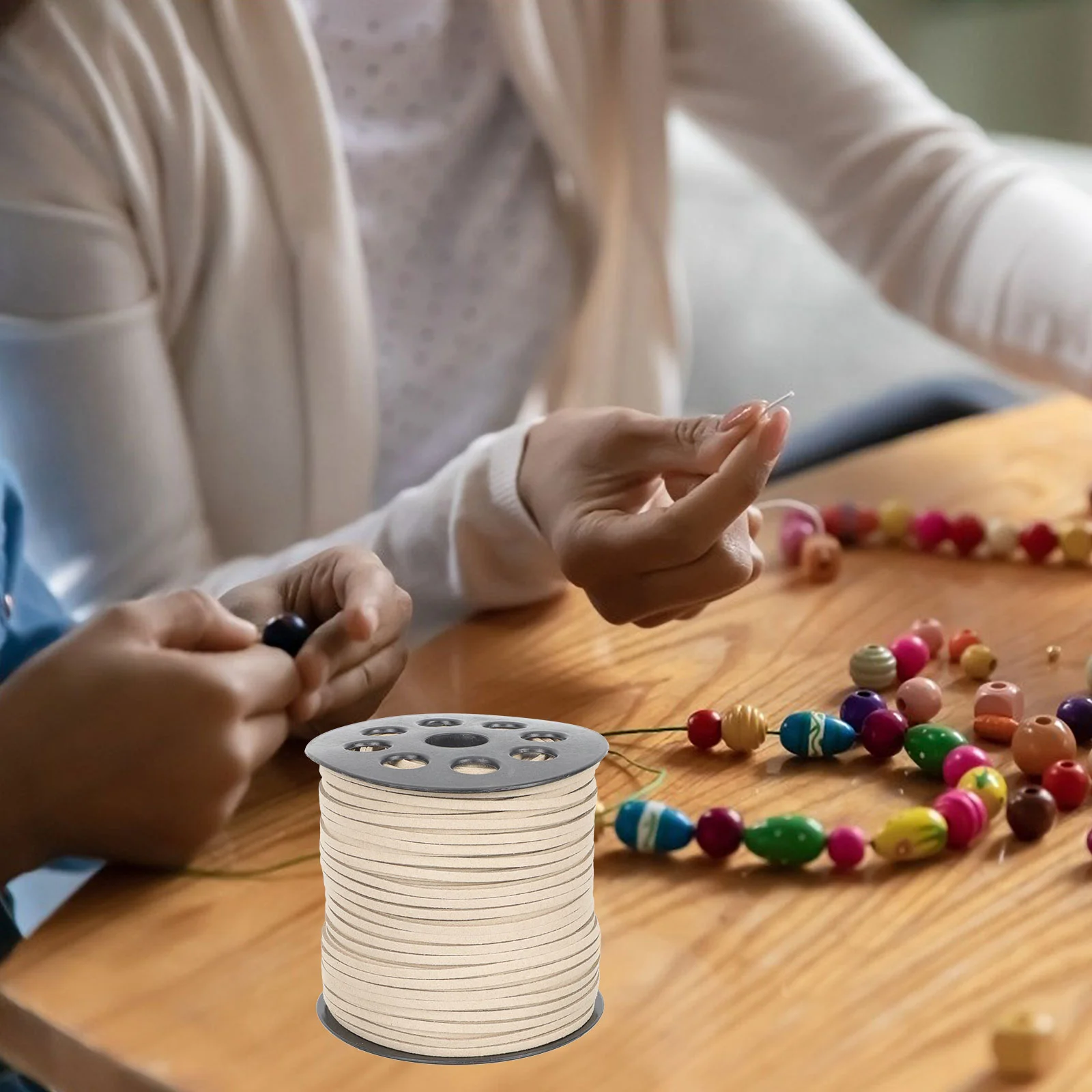 2 Rolls Bead Necklaces Fleece Rope DIY Lanyard Bracelet Suede Cord 8.6x8.6cm Microfiber Beading