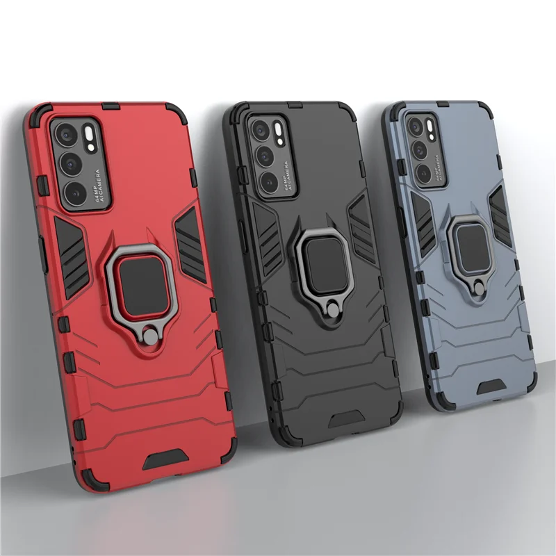 For Cover Oppo Reno6 5G Case Magnetic Ring KickStand Holder Shockproof TPU Bumper Armor Back Cover Reno 6 Phone Case Reno 6 5G