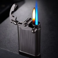 2022 new creative rocker double flame lighter butane gas windproof open flame metal turbo lighter mens smoking gadget gift