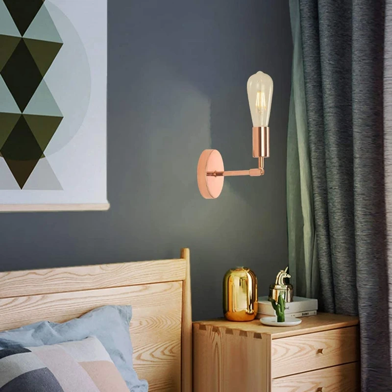 

Hot HG-Light Bathroom Wall Sconce Set Of 2 Vintage Industrial Wall Lamp Pole Battery Lights Indoor(Rose Gold)