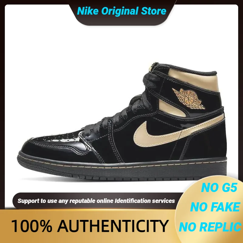 Кроссовки Nike Air Jordan 1 Retro High OG Черный металлик золото 555088 -032