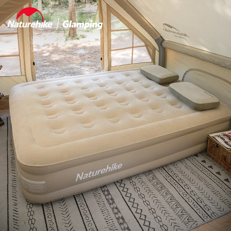 Naturehike Pvc Inflatable Bed 35cm Heighten Comfortable Outdoor Camping Inflatable Mattress Silent Pad With Build-in Air-pump