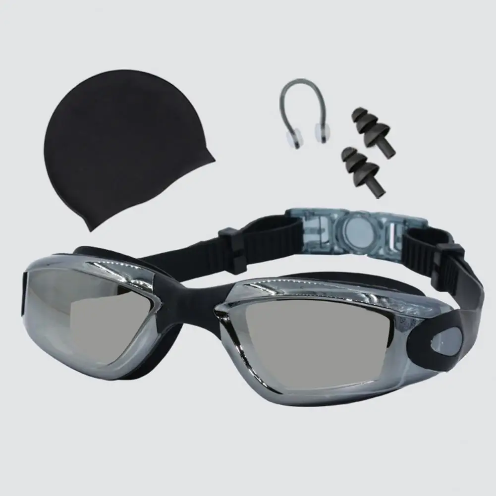 

1 Set Diving Goggles High Clarity Lens Flexible Ergonomics Anti-fog Silicone Hat Ear Plug Nose Clip Suit Underwater Diving