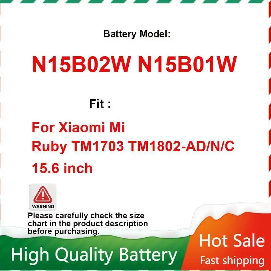Фото N15B02W N15B01W для Xiaomi MI Ruby TM1703 TM1802-AD N C 15,6-дюймовый аккумулятор для ноутбука Надежная мощность 2600 мАч Быстрая доставка №1