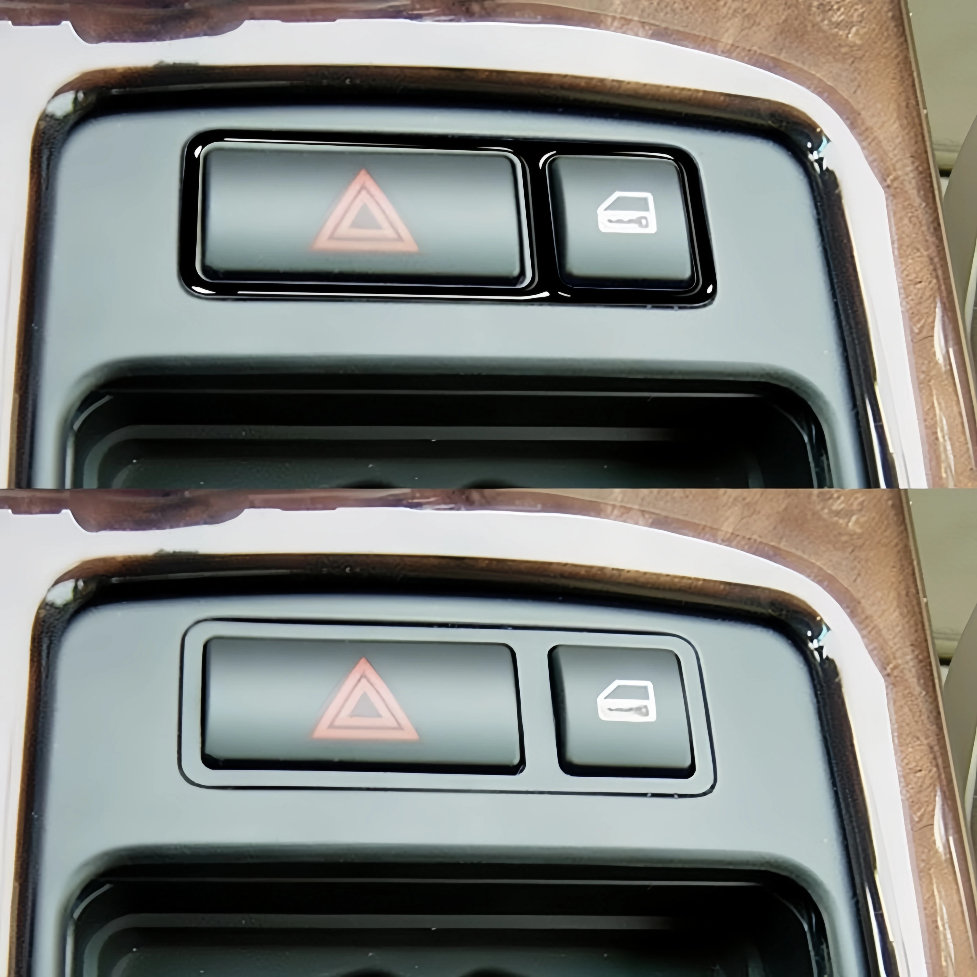 Фото Для BMW X5 E53 2000-2006: накладка на панель переключателя аварийной сигнализации, цвет «черный рояль», декоративная наклейка, аксессуары для интерьера №4