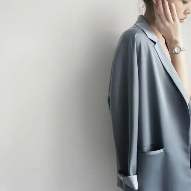 Blue Women Blazer 2023 New Elegant Lace Spring Blazers Lady Office Suit Jackets Coat Tops