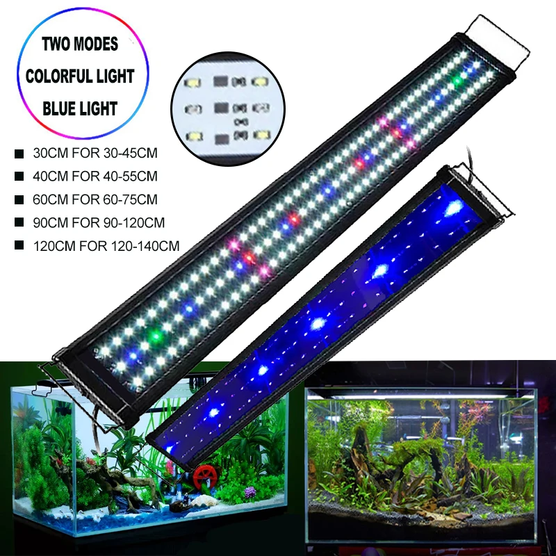 Multi-color 30-120cm  For Fish Tank Freshwater Coral Plant Marine Grow Lighting Lamp Eu/us Plug