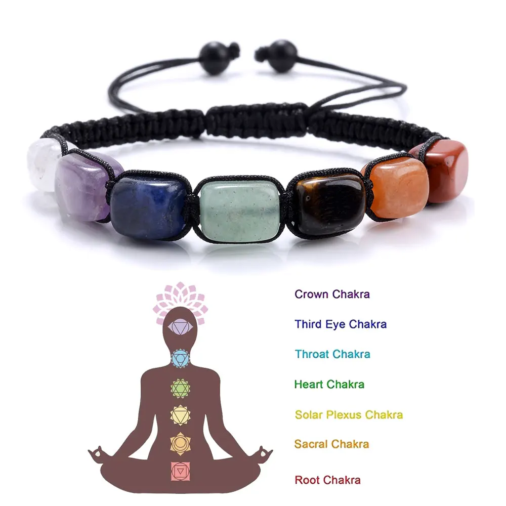 

5 PCSReiki Healing Stone 7 Chakra Bracelet Men Meditation Jewelry Natural Crystal Healing Anxiety Beads Bangles Yoga Bracelet