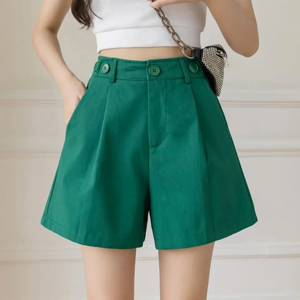 

Women 2022 Summer High Waist Shorts Female Wide Leg Loose Casual Shorts New Office Lady Fashion Elegant Shorts Feminino O37